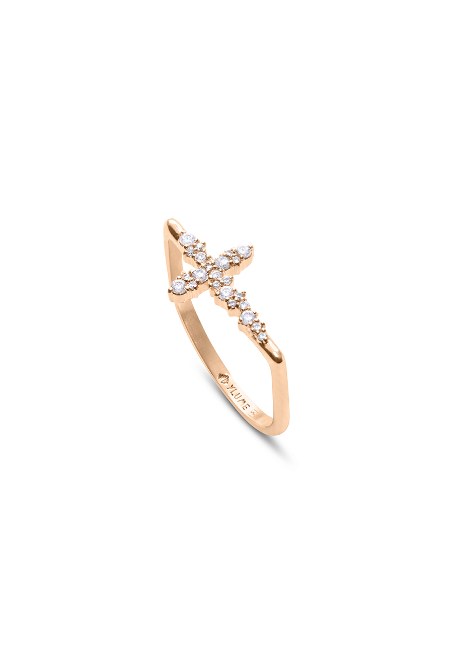 Bague dorée croix